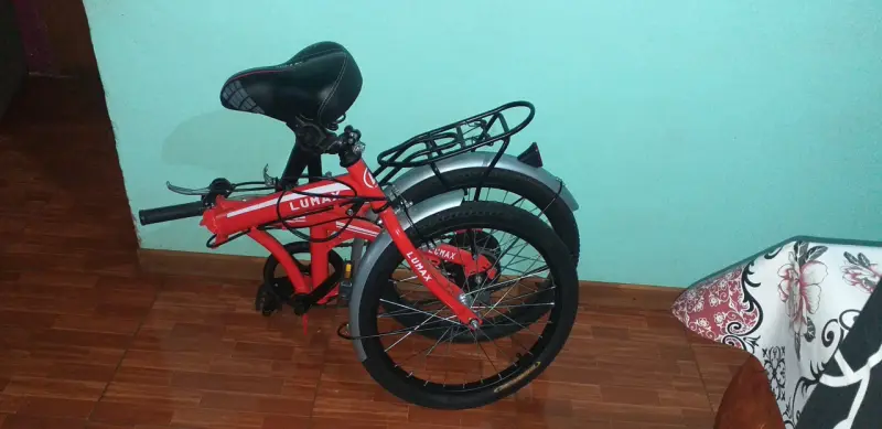 Bicicleta plegable roja Lumax con accesorios - 2