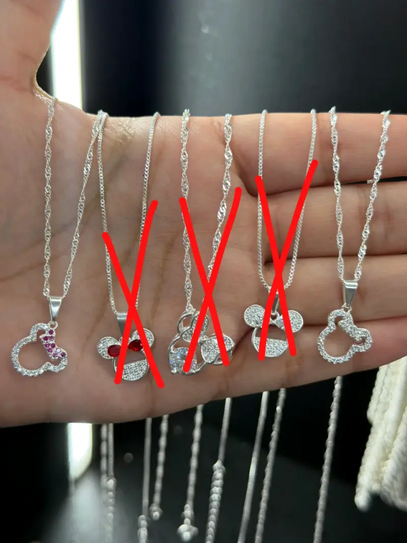 Collares de plata con dije de ratón brillantes - 2