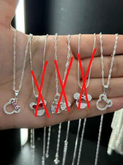Collares de plata con dije de ratón brillantes - miniatura 2
