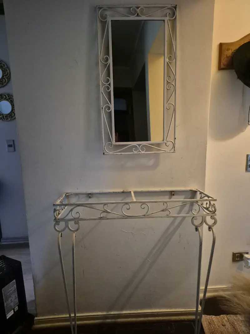 Conjunto de espejo y consola de hierro forjado - 2