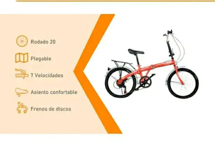 Bicicleta plegable roja Lumax con accesorios - 5