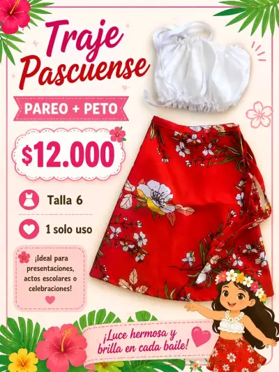 Traje Pascuense Pareo y Peto Talla 6 - miniatura 1