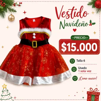 Vestido Navideño para Niña Talla 6 - miniatura 1