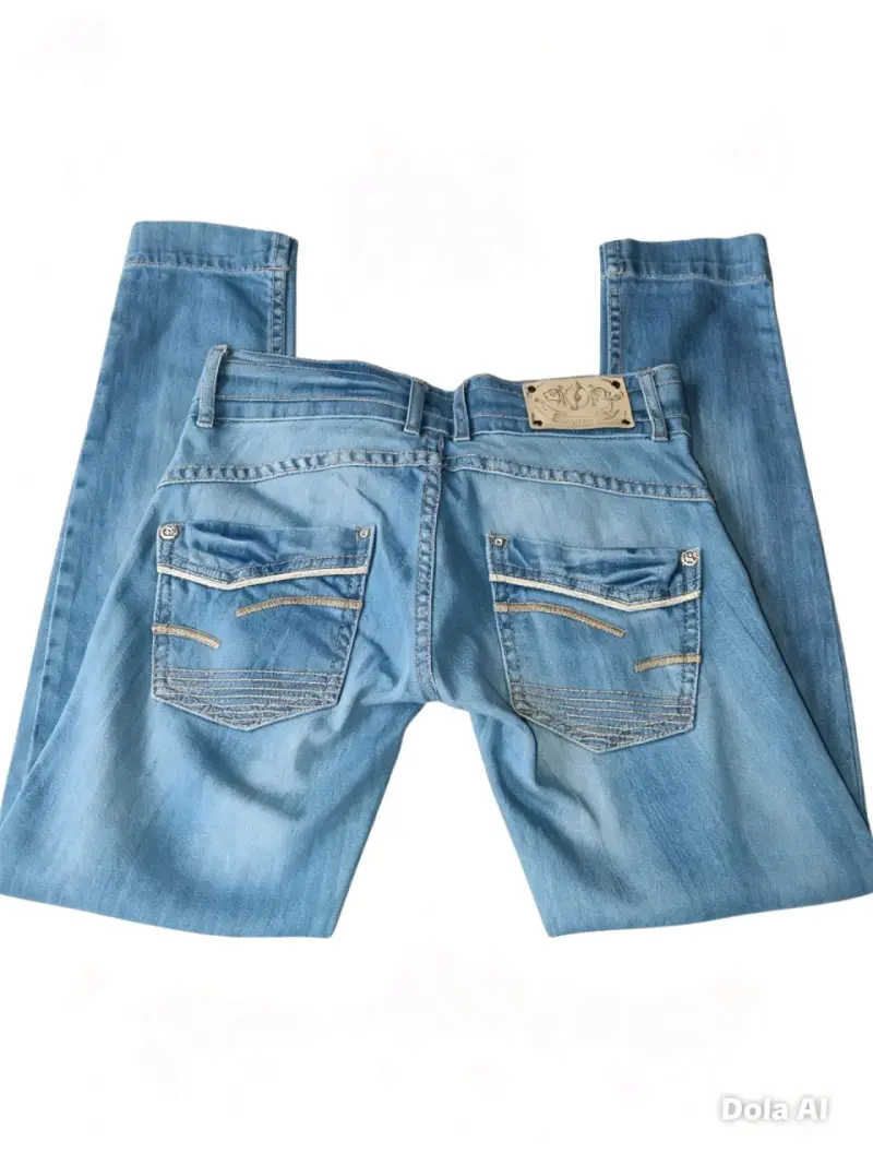Jeans de mezclilla azul claro desgastado para muje - 2