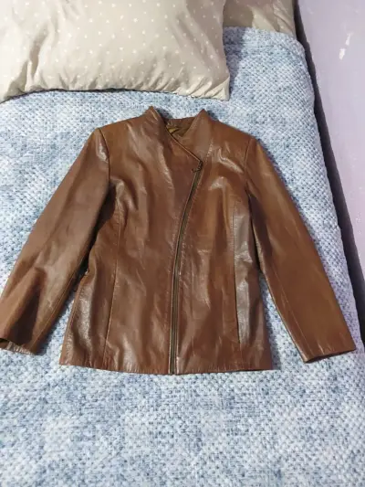 Chaqueta de cuero marrón Trotter para mujer - miniatura 1