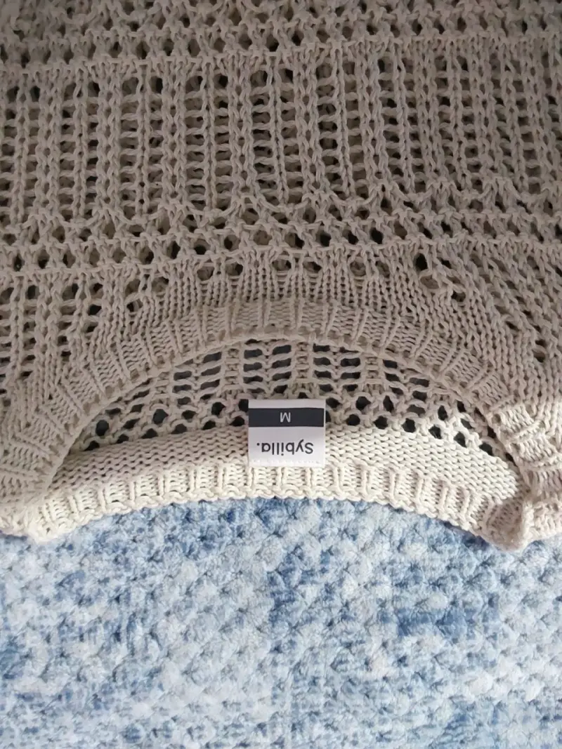 Suéter tejido beige estilo boho talla M - 2