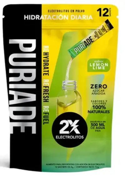 Electrolitos en polvo Puriade sabor limón lima - miniatura 1