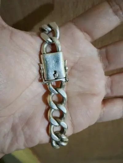Pulsera de eslabones gruesos en plata - miniatura 1