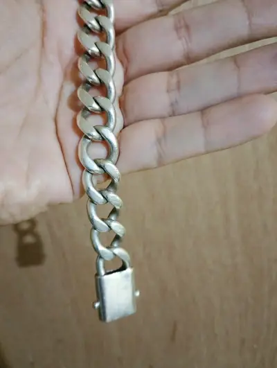 Pulsera de eslabones gruesos en plata - miniatura 3