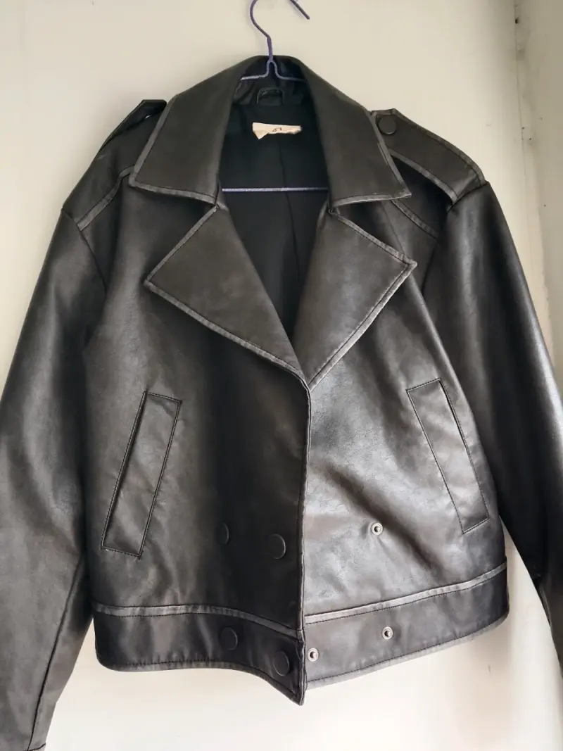 Chaqueta de cuero sintético  gris oscuro Americani - 2