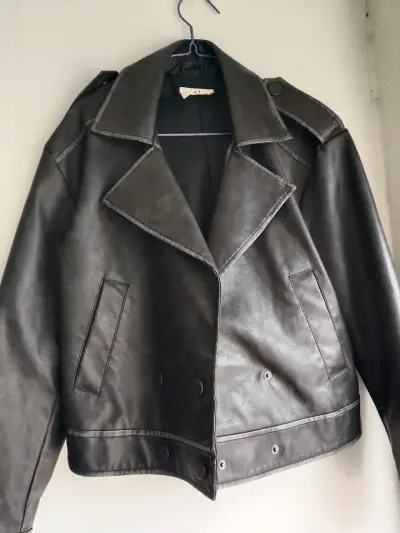 Chaqueta de cuero sintético  gris oscuro Americani - miniatura 2