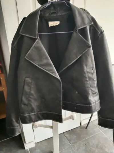 Chaqueta de cuero sintético  gris oscuro Americani - miniatura 3