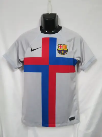 Camiseta Nike FC Barcelona gris con cruz Talla S - miniatura 1