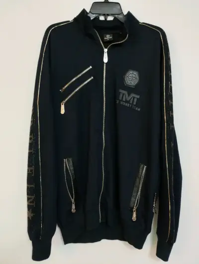 Poleron negro con cierre y detalles dorados TMT - miniatura 1