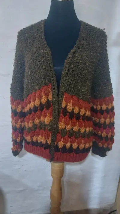 Chaleco tejido a mano multicolor para mujer - miniatura 1