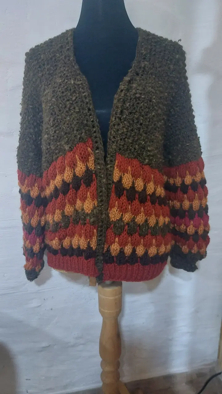 Chaleco tejido a mano multicolor para mujer - 2
