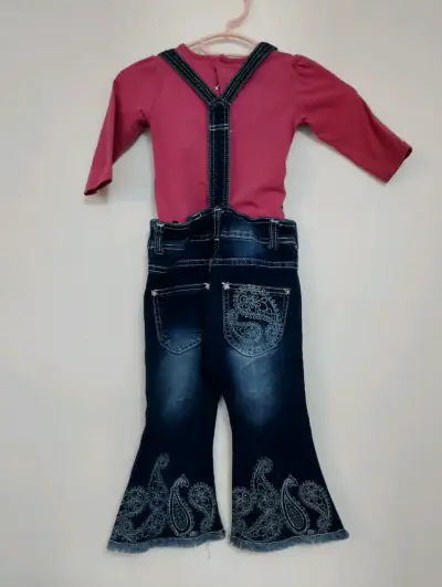 Conjunto de niña con jardinera denim y polera rosa - miniatura 3