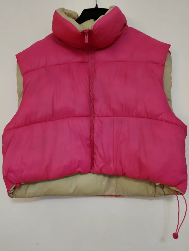 Chaleco acolchado reversible rosado para mujer - 1