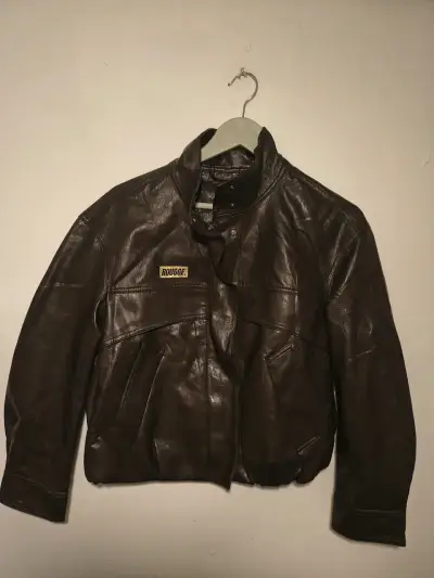 Chaqueta de cuero marrón Rougge para hombre - miniatura 1