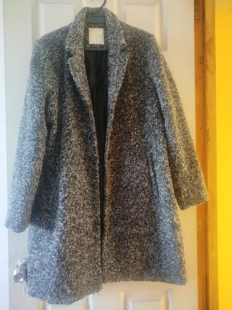 Abrigo de lana gris para mujer talla M - 1