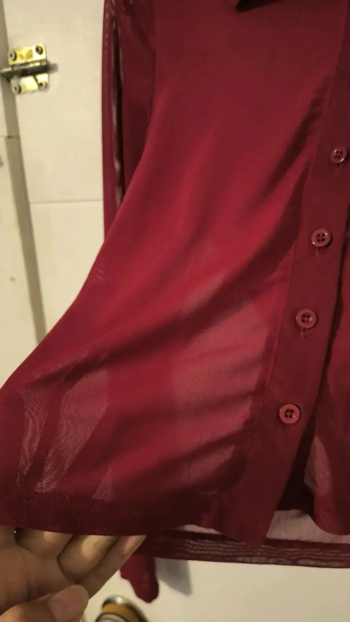 Blusa de gasa burdeo manga larga - 2