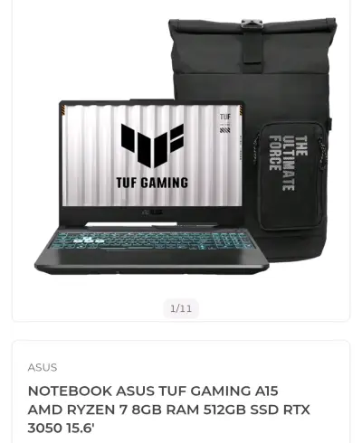 Notebook ASUS TUF Gaming A15 Ryzen 7 8GB RAM - miniatura 1