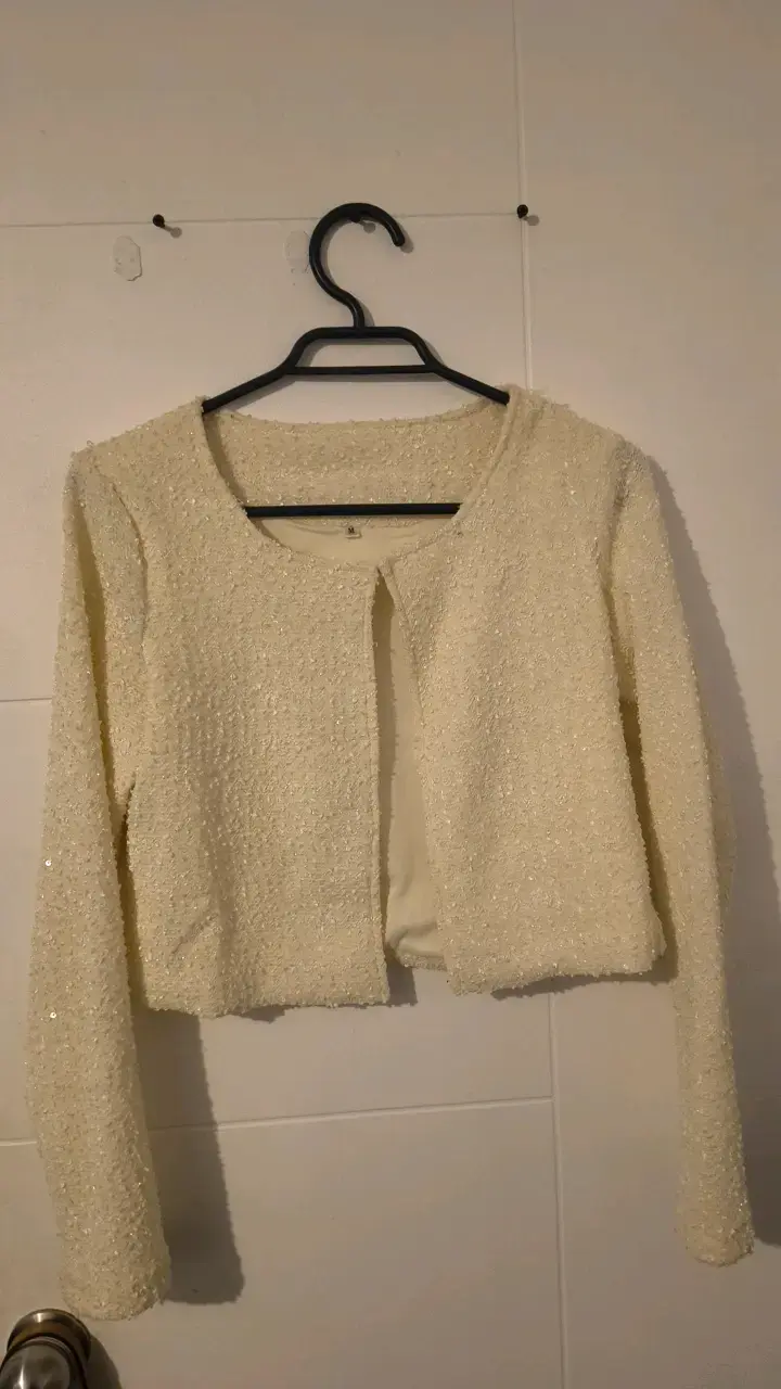 Chaqueta de fiesta beige con lentejuelas - 1