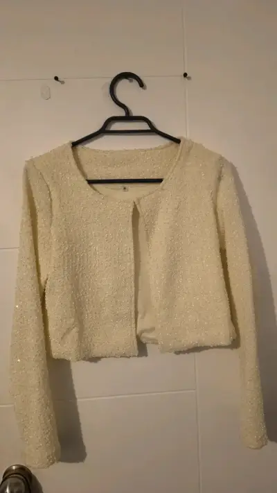 Chaqueta de fiesta beige con lentejuelas - miniatura 1