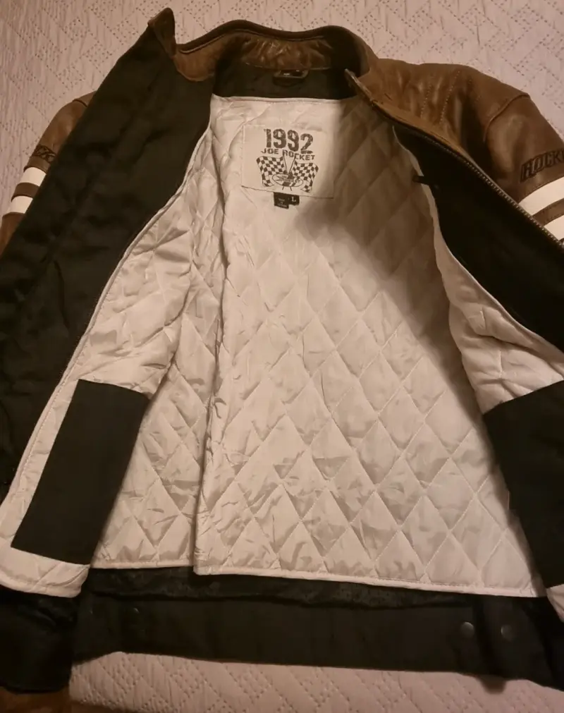 Chaqueta de cuero marrón para motociclista - 2