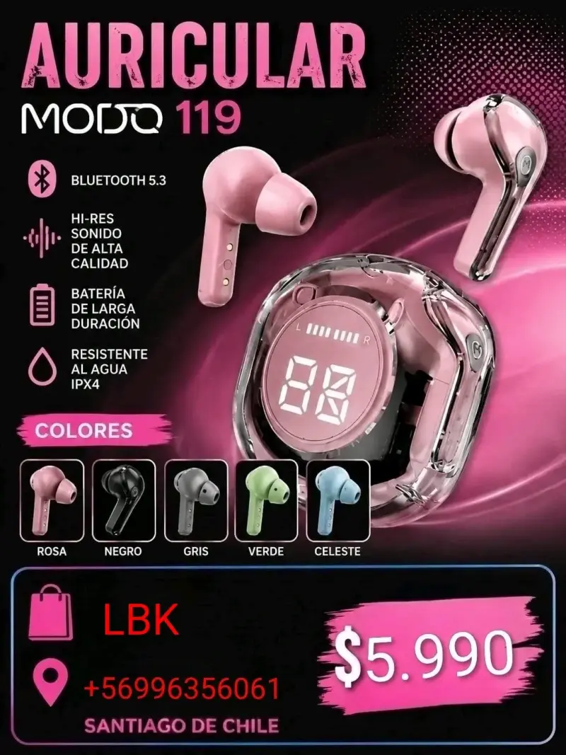 Auriculares Bluetooth Modo 119 Rosa