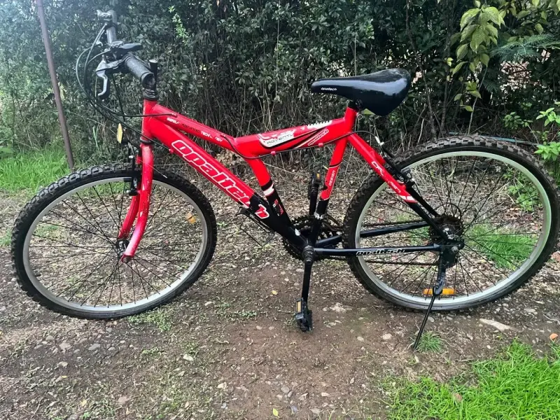 Bicicleta montaña roja Quantum con suspensión - 1