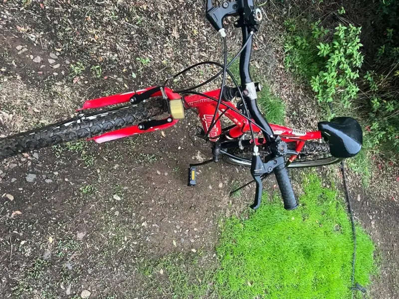 Bicicleta montaña roja Quantum con suspensión - 3