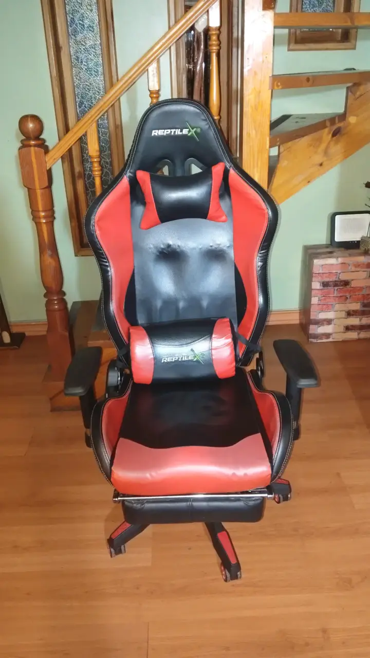 Silla gamer ReptileX roja y negra ajustable - 1