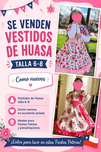 Vestido de Huasa para Niña Talla 6-8 - miniatura 1