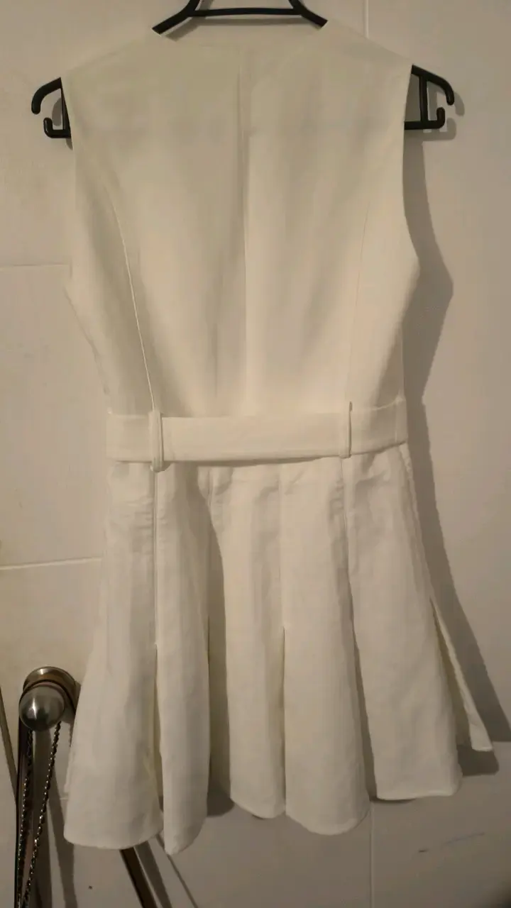 Vestido blanco con cinturón Sfera Collection - 6