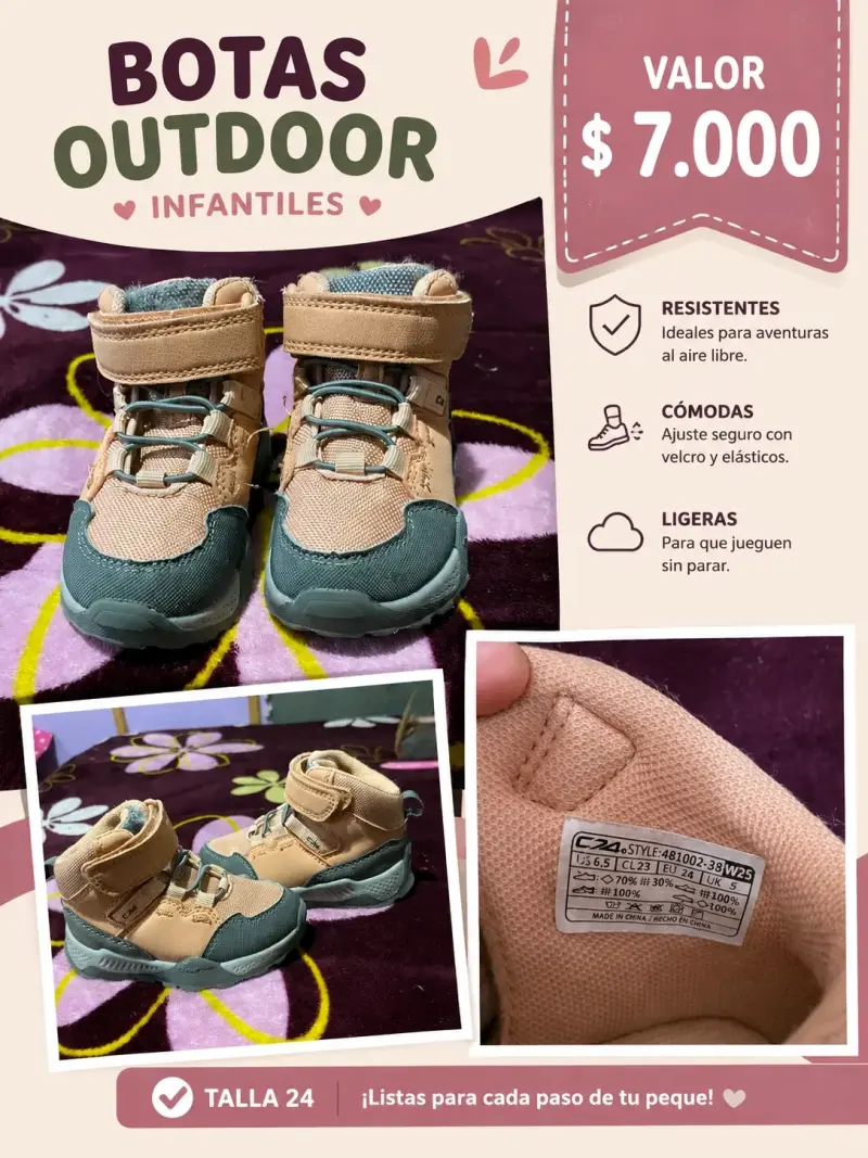 Botas Outdoor Infantiles Talla 24
