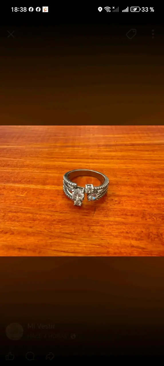 Anillo de plata con circonitas brillantes - 2
