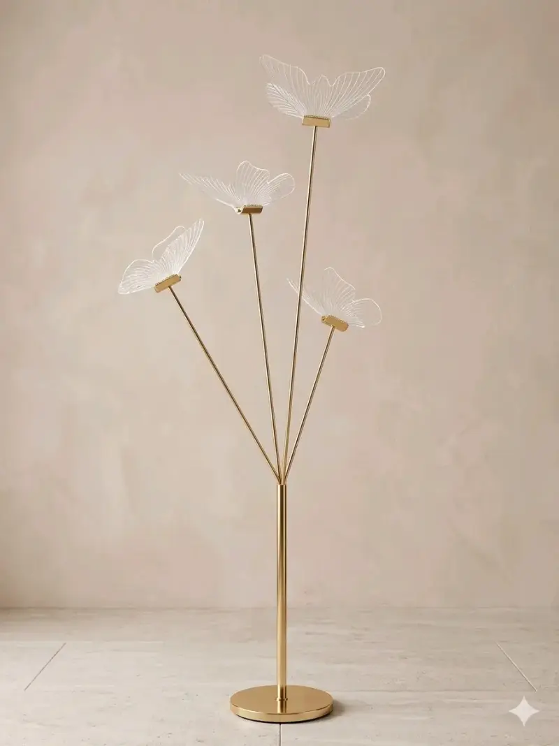 Lámpara de pie LED diseño mariposa dorada - 5