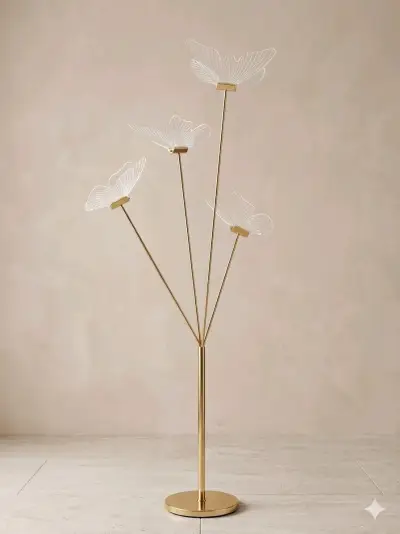 Lámpara de pie LED diseño mariposa dorada - miniatura 5