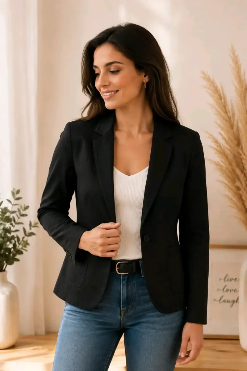 Blazer negro elegante para mujer Clockhouse