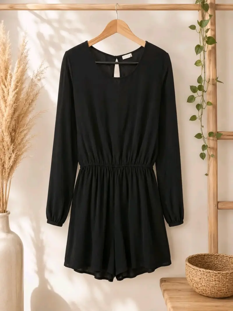 Enterito corto negro elegante para mujer - 2