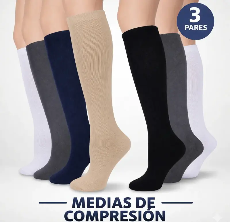 Pack de 3 pares de medias de compresión en varios colores
