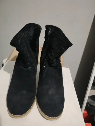 Botines de tacón alto negros para mujer - miniatura 2