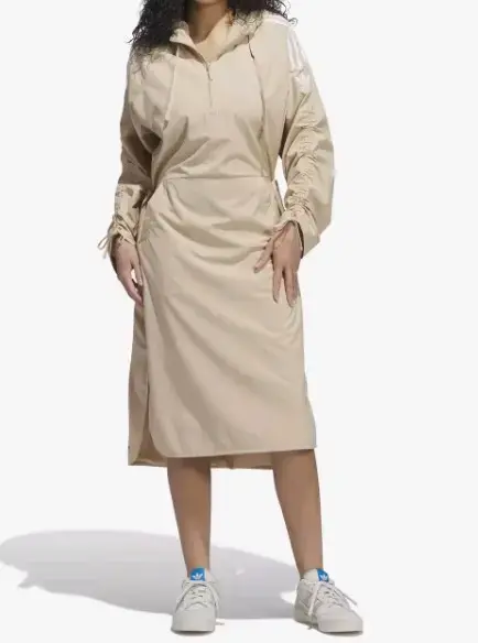 Vestido original largo beige con capucha para muje - 2