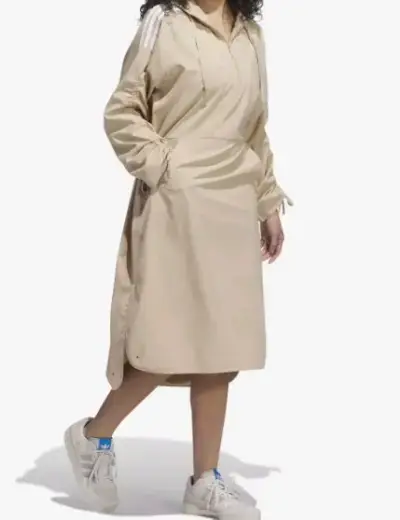 Vestido original largo beige con capucha para muje - miniatura 6