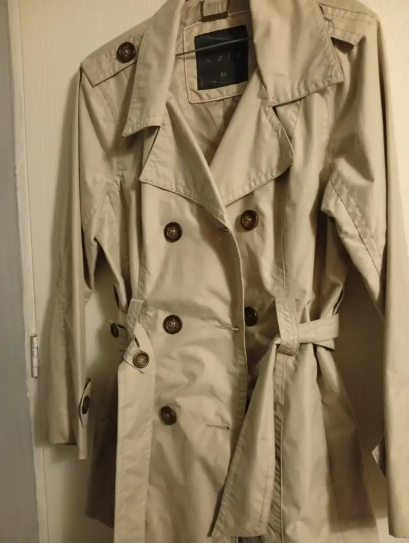 Trench coat beige para mujer talla M - 1