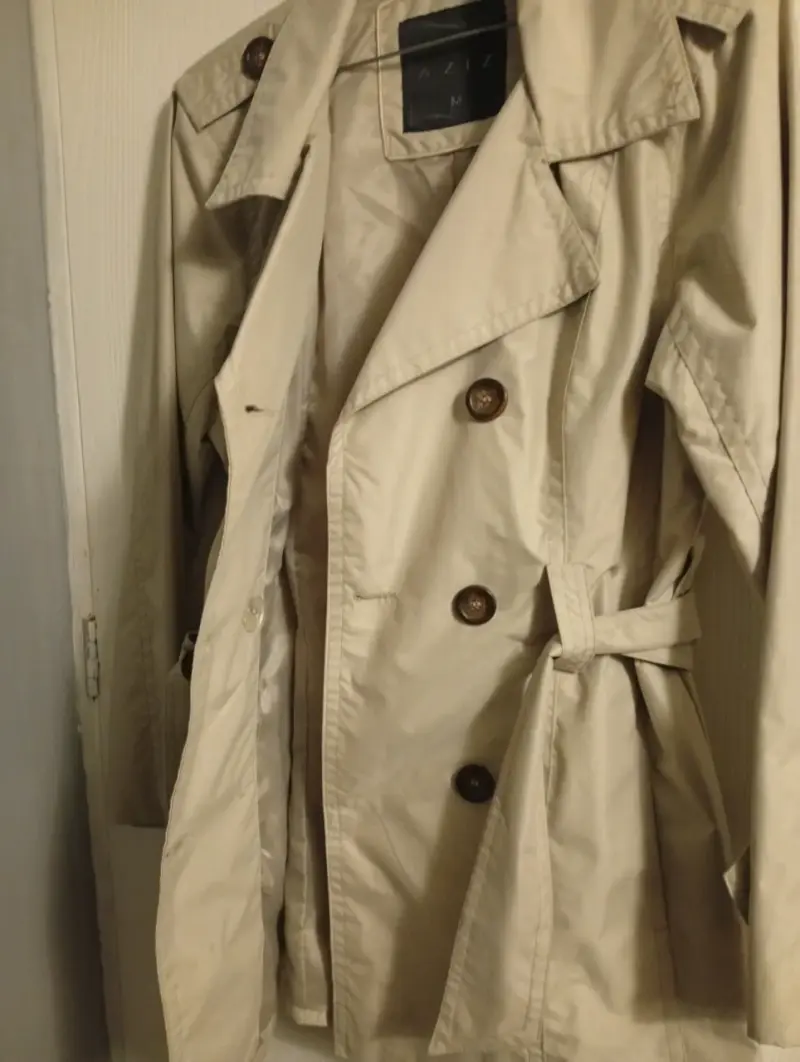 Trench coat beige para mujer talla M - 5