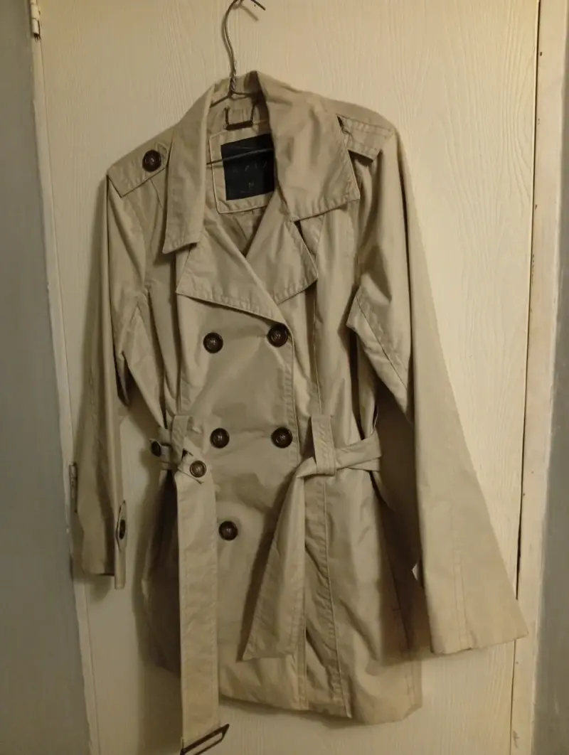 Trench coat beige para mujer talla M - 6