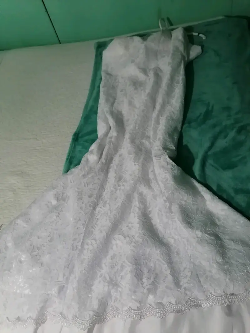 Vestido de novia blanco encaje elegante - 3
