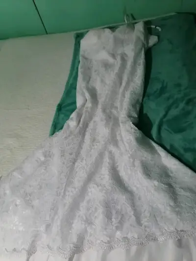 Vestido de novia blanco encaje elegante - miniatura 3